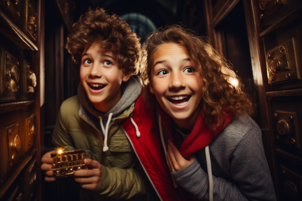 deux adolescents jouent un escape game