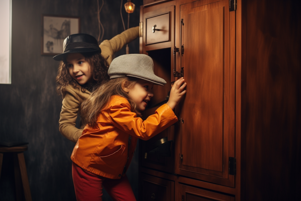 deux enfants jouent à un escape game