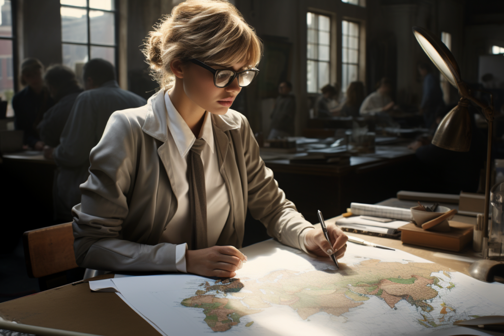 une femme travaille à un bureau